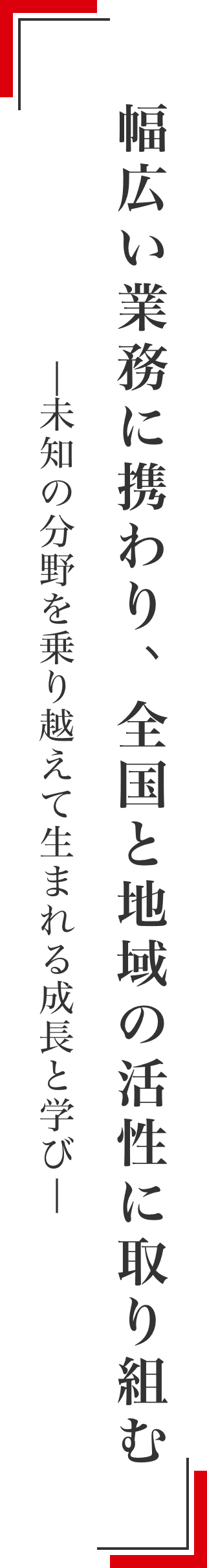 幅広い業務に携わり、全国と地域の活性に取り組む-未知の分野を乗り越えて生まれる成長と学び-